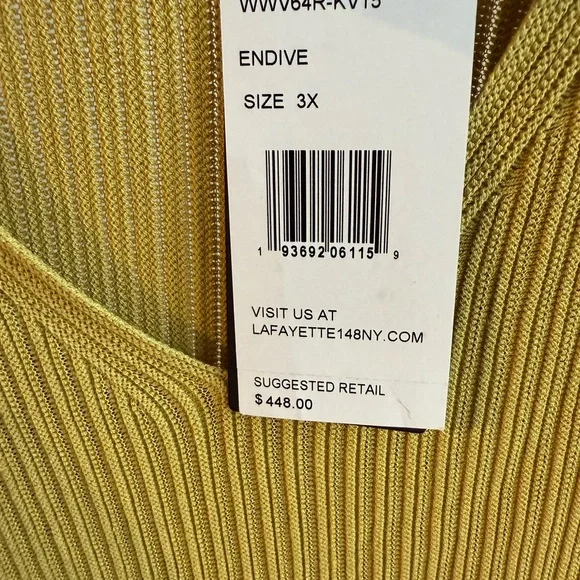 Lafayette 148 New York Yellow V-Neck Sweater - Picture 2 of 4